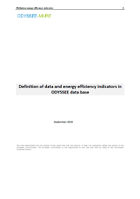 Definition of data and energy efficiency indicators in Odyssee