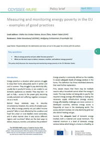 Measuring and monitoring energy poverty in the EU - examples of good practices