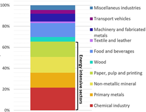 Share of manufacturing final energy consumption by subsector